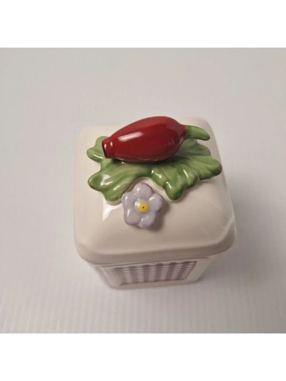 VILLEROY & BOCH PETITE FLEUR CHARM JAMPOT/JAR/CANISTER RED PEPPER FINIAL NWB